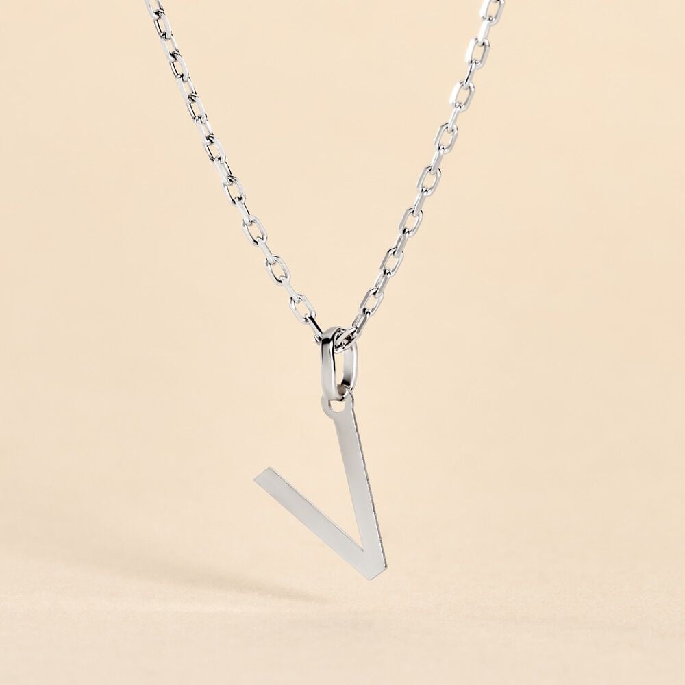 Pendentif Ionia Lettre Or Blanc - Pendentifs Famille | Marc Orian
