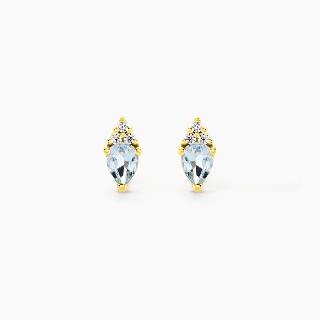 Boucles D'Oreilles Puces Poem Argent Jaune Topaze Oxyde De Zirconium - Puces Femme | Marc Orian