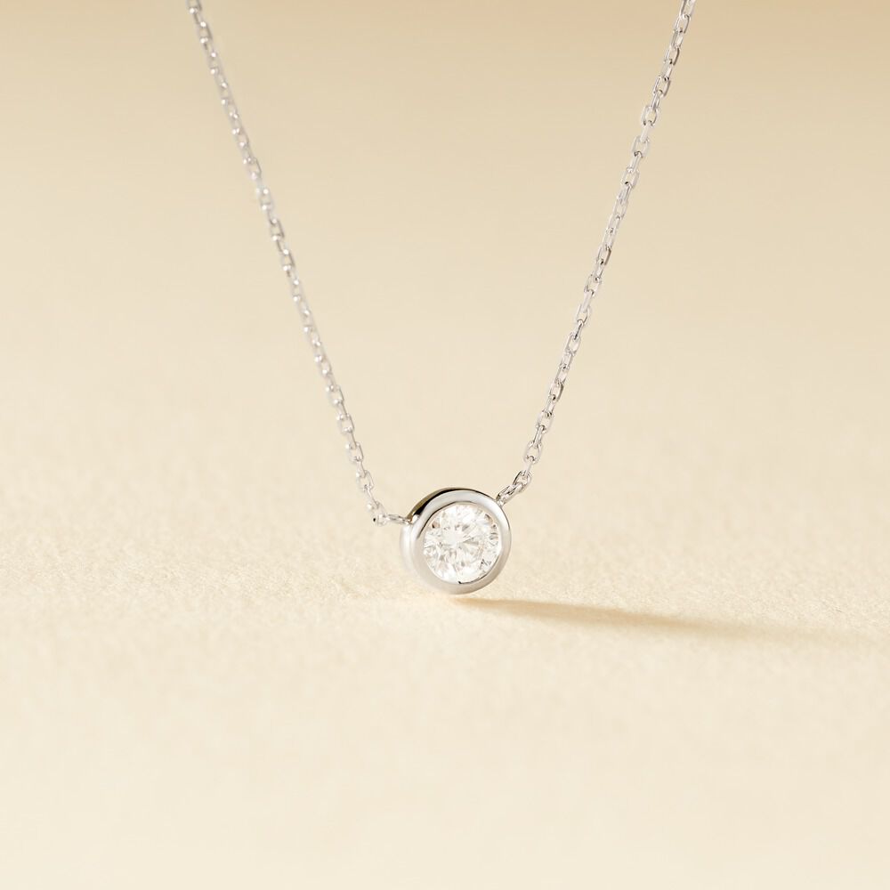 Collier Ofelia Or Blanc Diamant - Colliers solitaires Femme | Marc Orian