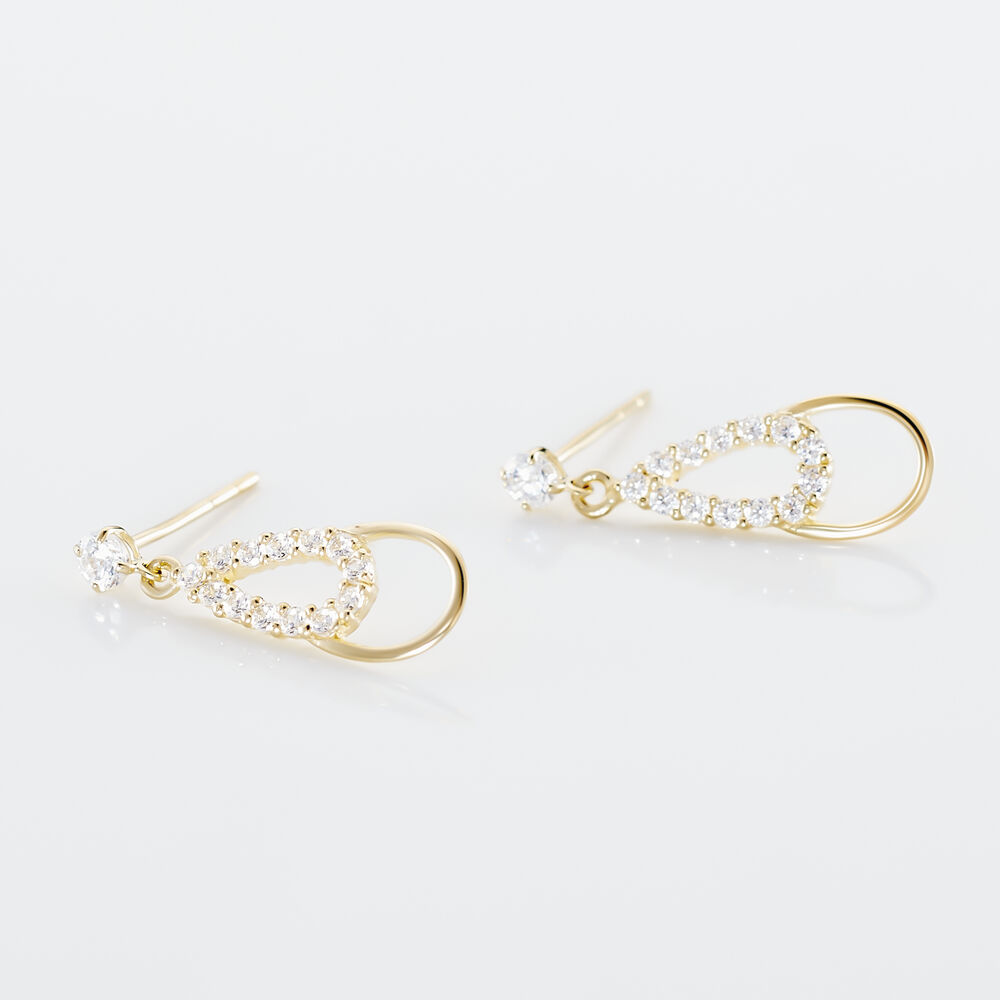 Boucles D'oreilles Pendantes Britain Or Jaune Oxyde De Zirconium - Pendantes Femme | Marc Orian