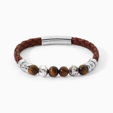 Bracelet Acier Blanc Abraham Pierre De Synthese - Bracelets cuir Homme | Marc Orian
