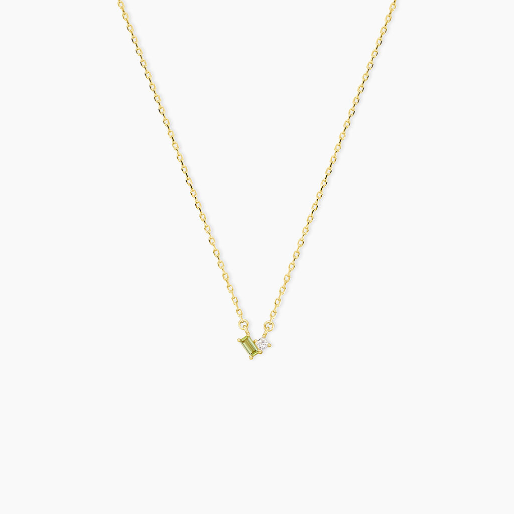 Collier Poem Argent Jaune P&eacute;ridot Oxyde De Zirconium - Colliers avec pierres Femme | Marc Orian
