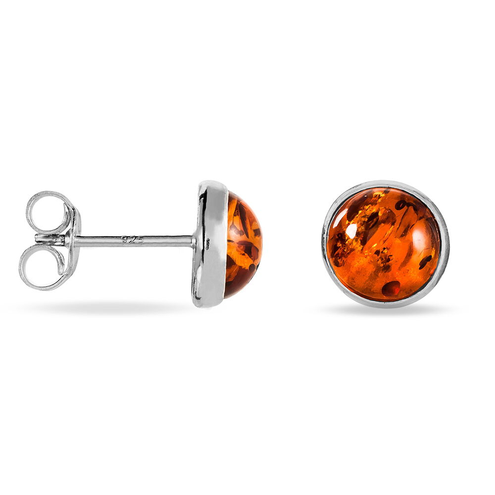 Boucles D'oreilles Puces Argent Blanc Acacia  Ambre - Puces Femme | Marc Orian