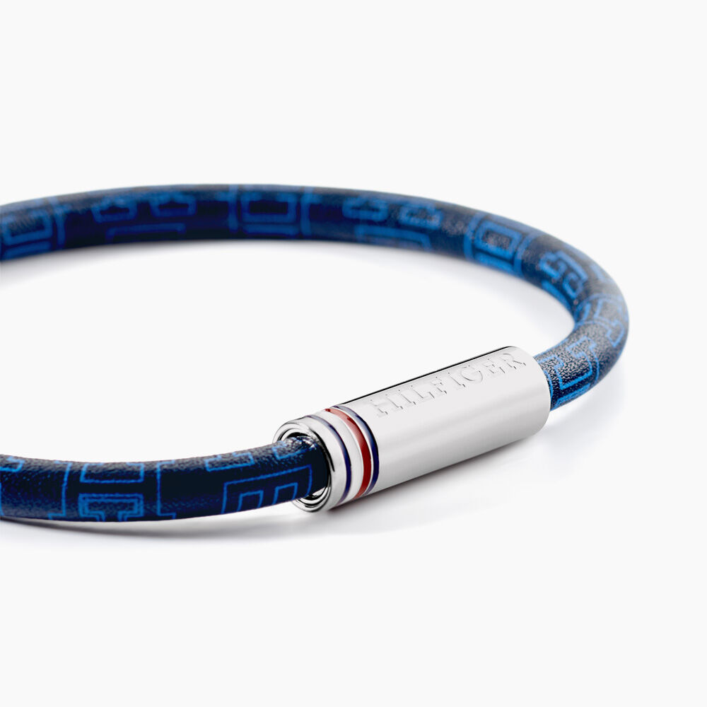 Bracelet Tommy Hilfiger Printed Cord Cuir De Veau Bleu - Bracelets cuir Homme | Marc Orian