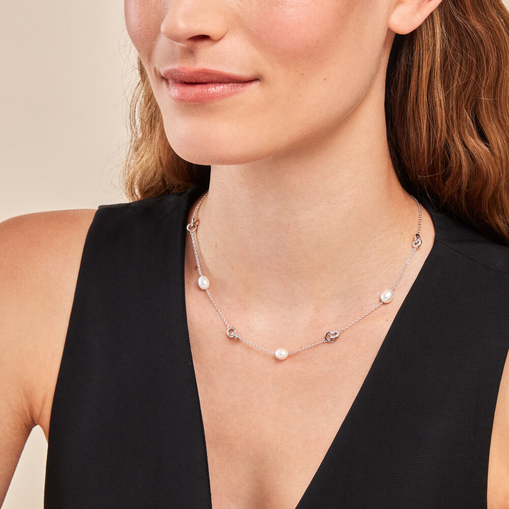 Collier Gaetane Argent Blanc Perle De Culture Oxyde De Zirconium - Colliers avec pierres Femme | Marc Orian