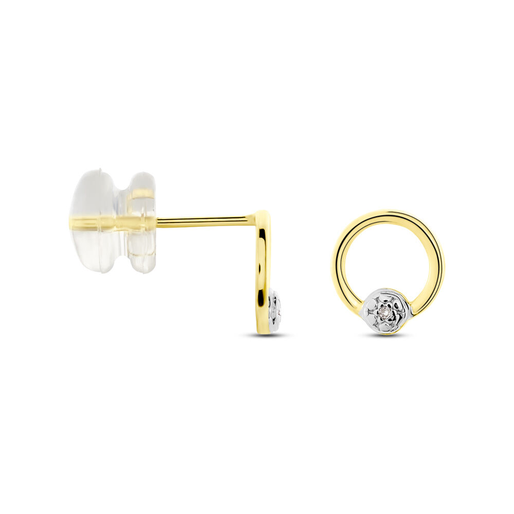 Boucles D'oreilles Puces Gisa Jaune Diamant Blanc -  Femme | Marc Orian