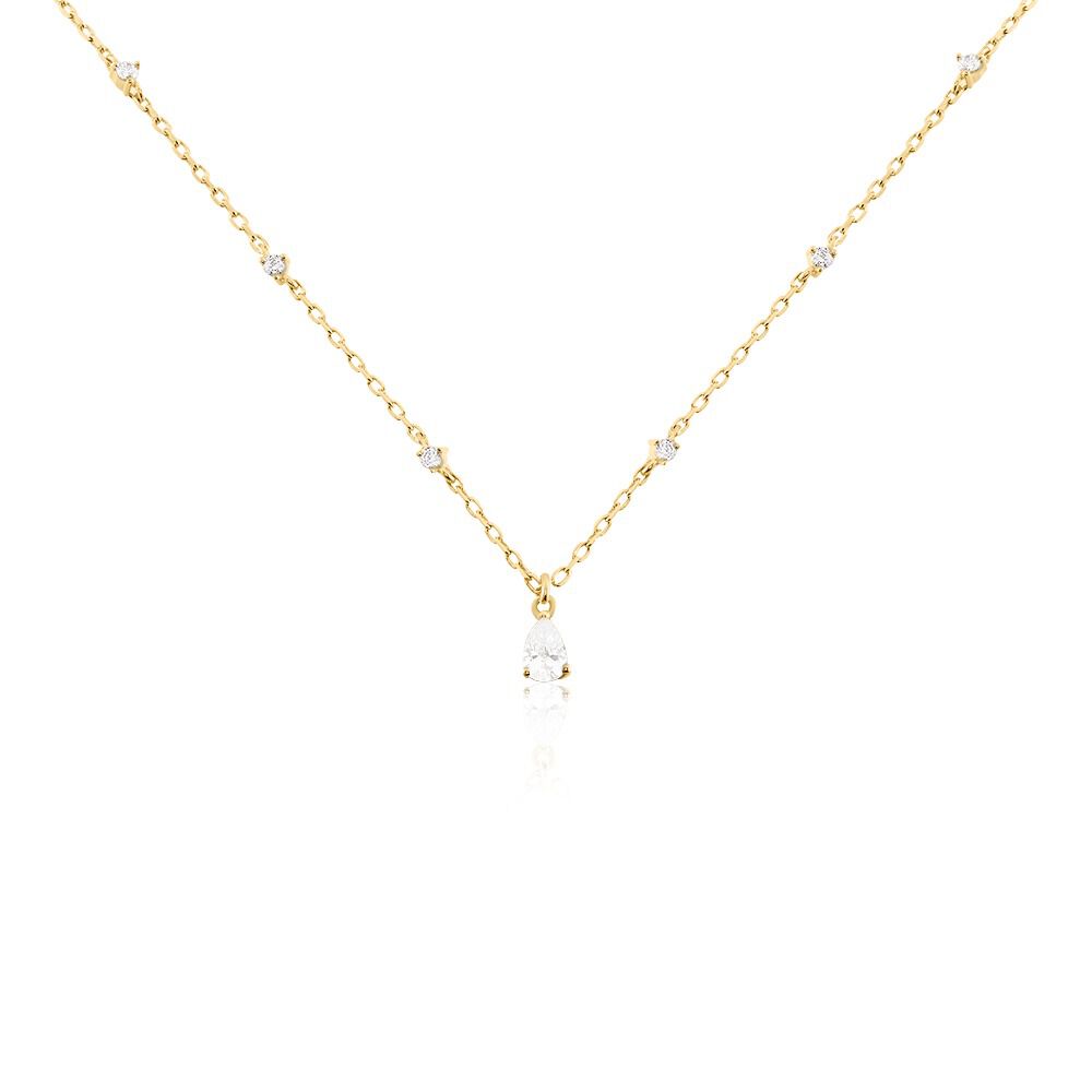 Collier Lovel Plaqu&eacute; Or Dor&eacute; Oxyde De Zirconium - Colliers ras du cou Femme | Marc Orian