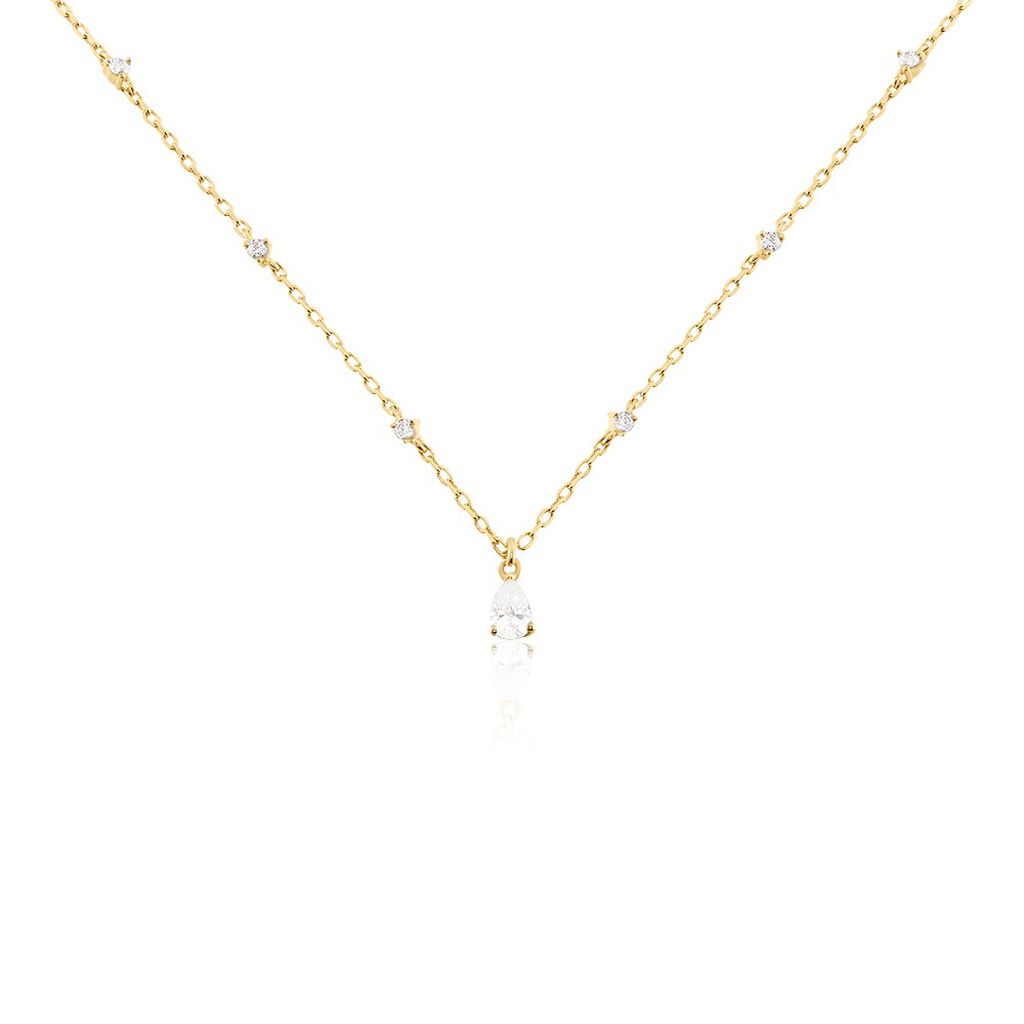 Collier Lovel Plaqu&eacute; Or Dor&eacute; Oxyde De Zirconium - Colliers ras du cou Femme | Marc Orian