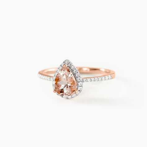 Bague Alice Or Rose Morganite Et Oxyde De Zirconium - Bagues pierres fines Femme | Marc Orian