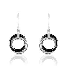 Boucles D'oreilles Pendantes Tania Argent Blanc Céramique Et Oxyde - Boucles d'oreilles Pendantes Femme | Marc Orian
