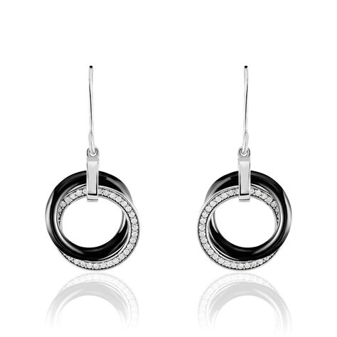 Boucles D'oreilles Pendantes Tania Argent Blanc Céramique Et Oxyde - Boucles d'oreilles Pendantes Femme | Marc Orian