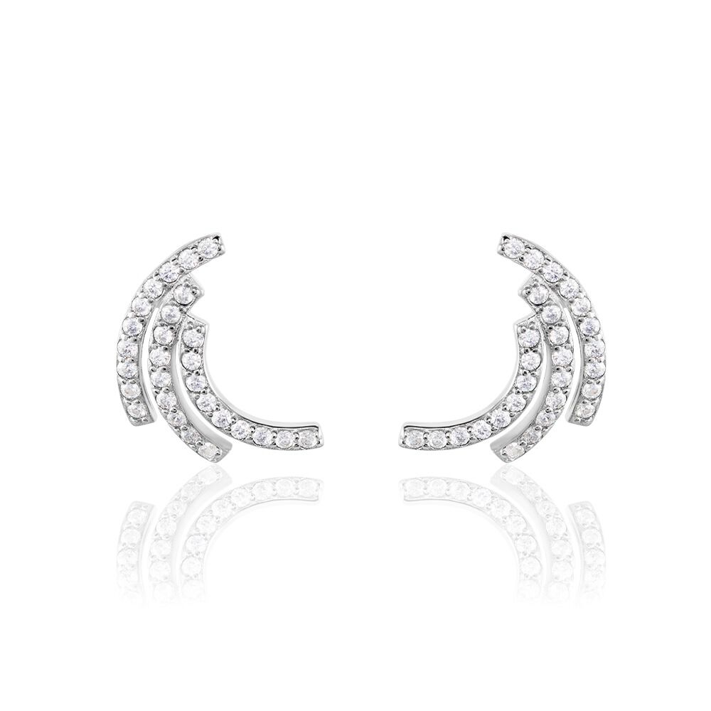Boucles D'oreilles Puces Augustus Argent Blanc Oxyde De Zirconium - Puces Femme | Marc Orian