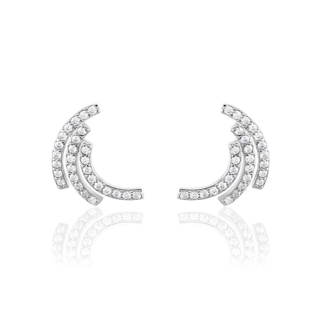 Boucles D'oreilles Puces Augustus Argent Blanc Oxyde De Zirconium - Puces Femme | Marc Orian