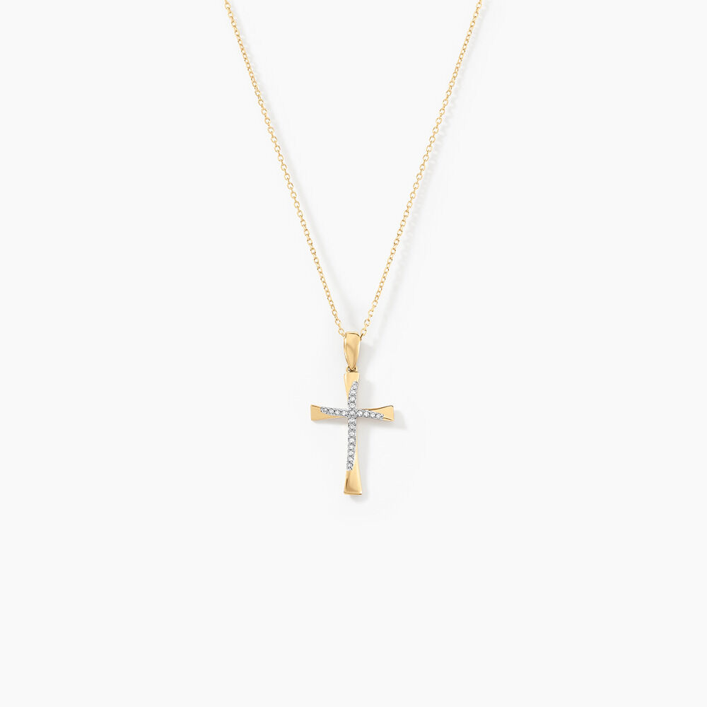 Collier Canice Croix Or Jaune Diamant - Colliers avec pierres Femme | Marc Orian