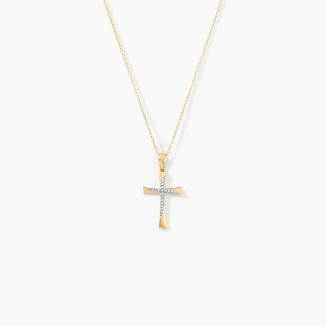 Collier Canice Croix Or Jaune Diamant - Colliers avec pierres Femme | Marc Orian