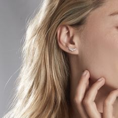 Boucles D'oreilles Puces Zuina Argent Blanc Oxyde De Zirconium - Clous d'oreilles Femme | Marc Orian