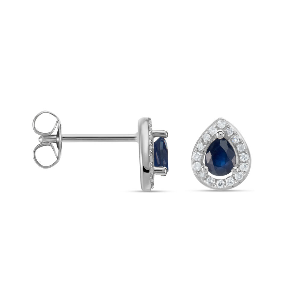 Boucles D'oreilles Puces Or Blanc Elheme Saphir - Puces Femme | Marc Orian