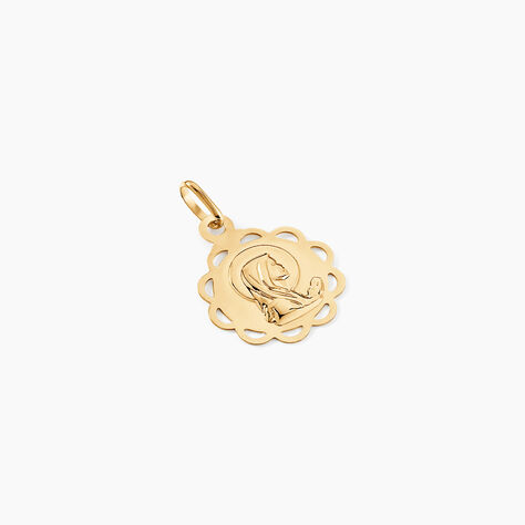 Pendentif Vierge Rond Dentelle Or Jaune - Médailles et médaillons Famille | Marc Orian