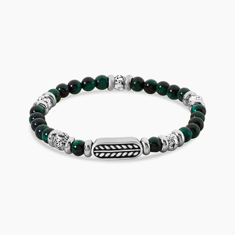 Bracelet Philo Acier Blanc Oeil De Tigre Pierre De Lave - Bracelets cha&icirc;nes Homme | Marc Orian