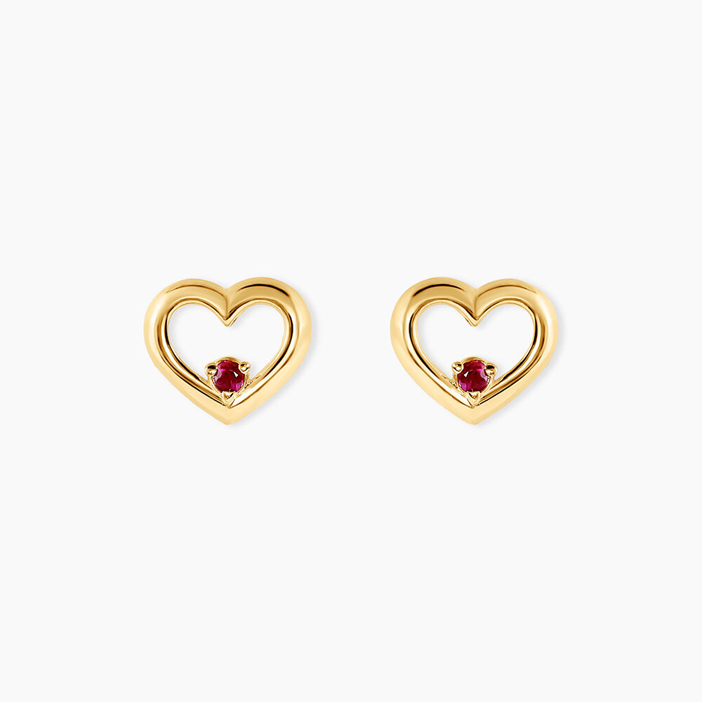 Boucles D'oreilles Puces Martella Or Jaune Rubis -  Femme | Marc Orian