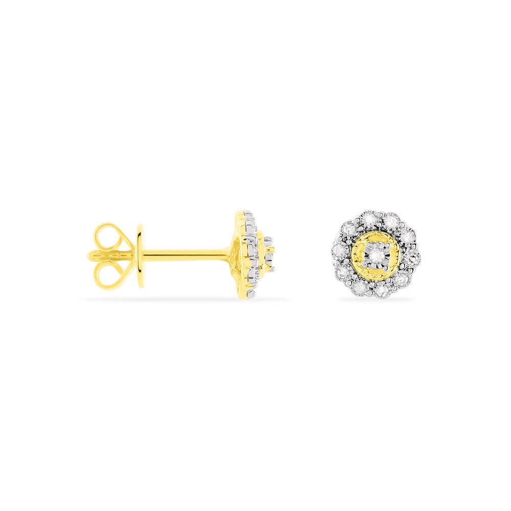 Boucles D'oreilles Puces Charletta Or Jaune Diamant - Puces Femme | Marc Orian