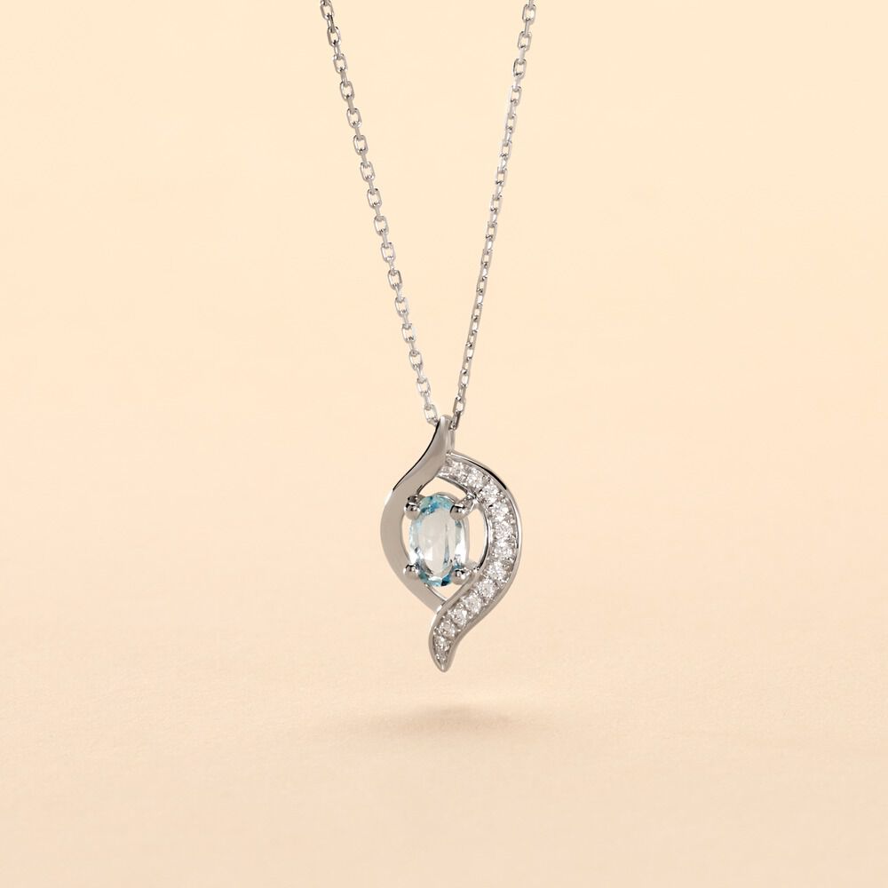 Collier Lydia Or Blanc Topaze Oxyde Oxyde - Colliers avec pierres Femme | Marc Orian