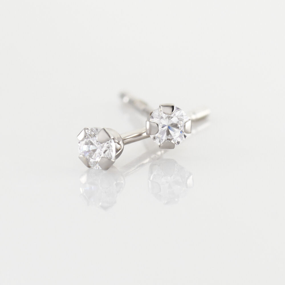 Boucles D'oreilles Puces Eddie Or Blanc Oxyde De Zirconium - Puces Femme | Marc Orian