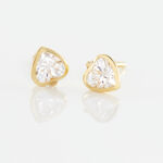 Boucles D'oreilles Puces Dot Coeur Plein Or Jaune Oxyde De Zirconium - Puces Femme | Marc Orian