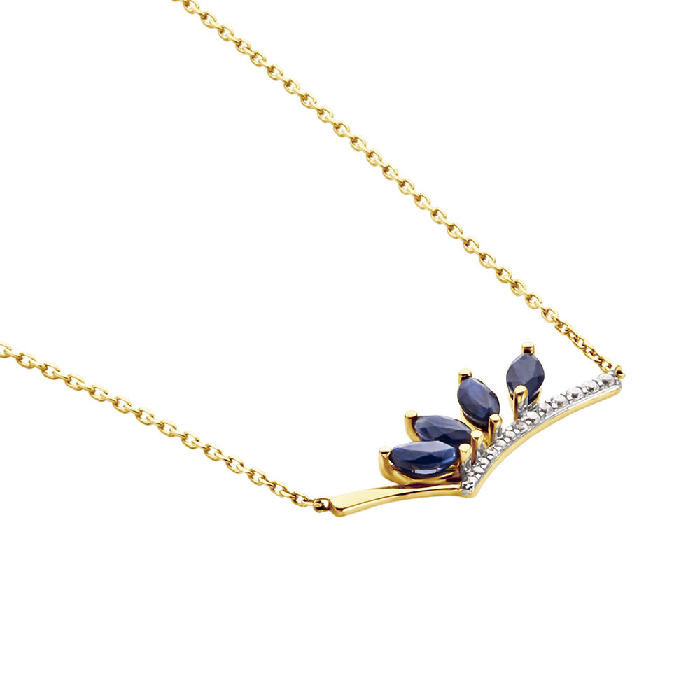 Collier Navette Or Jaune Saphir Diamant - Colliers avec pierres Femme | Marc Orian