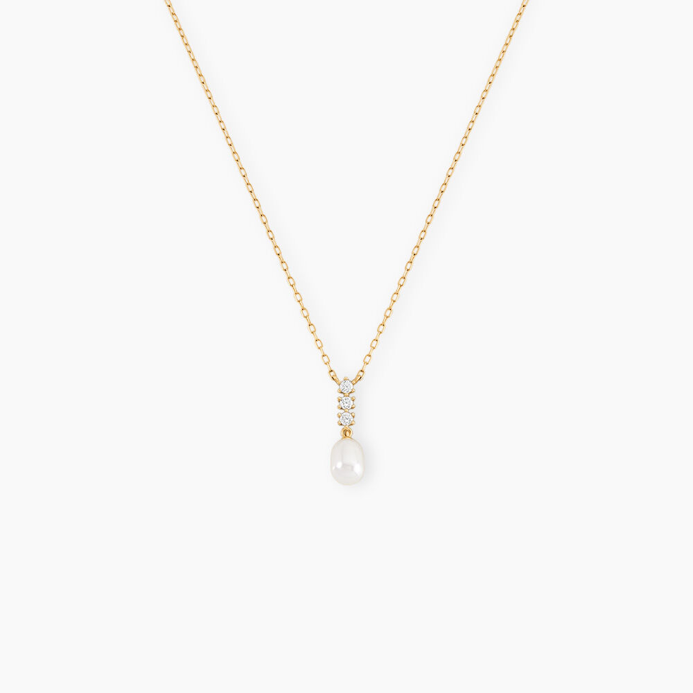 Collier Nahima Or Jaune Perle De Culture Oxyde De Zirconium - Colliers avec pierres Femme | Marc Orian