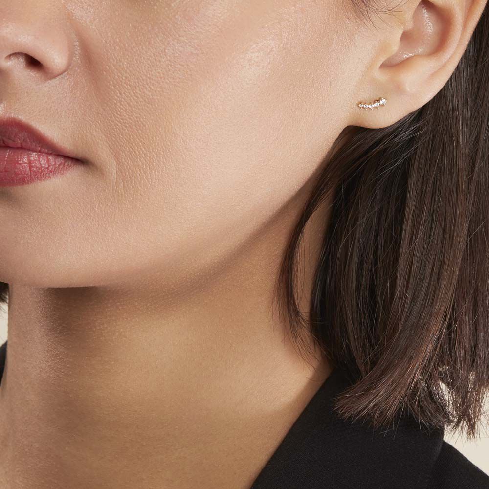 Boucles D'oreilles Puces Youssa Barrettes Or Jaune Oxyde De Zirconium - Puces Femme | Marc Orian