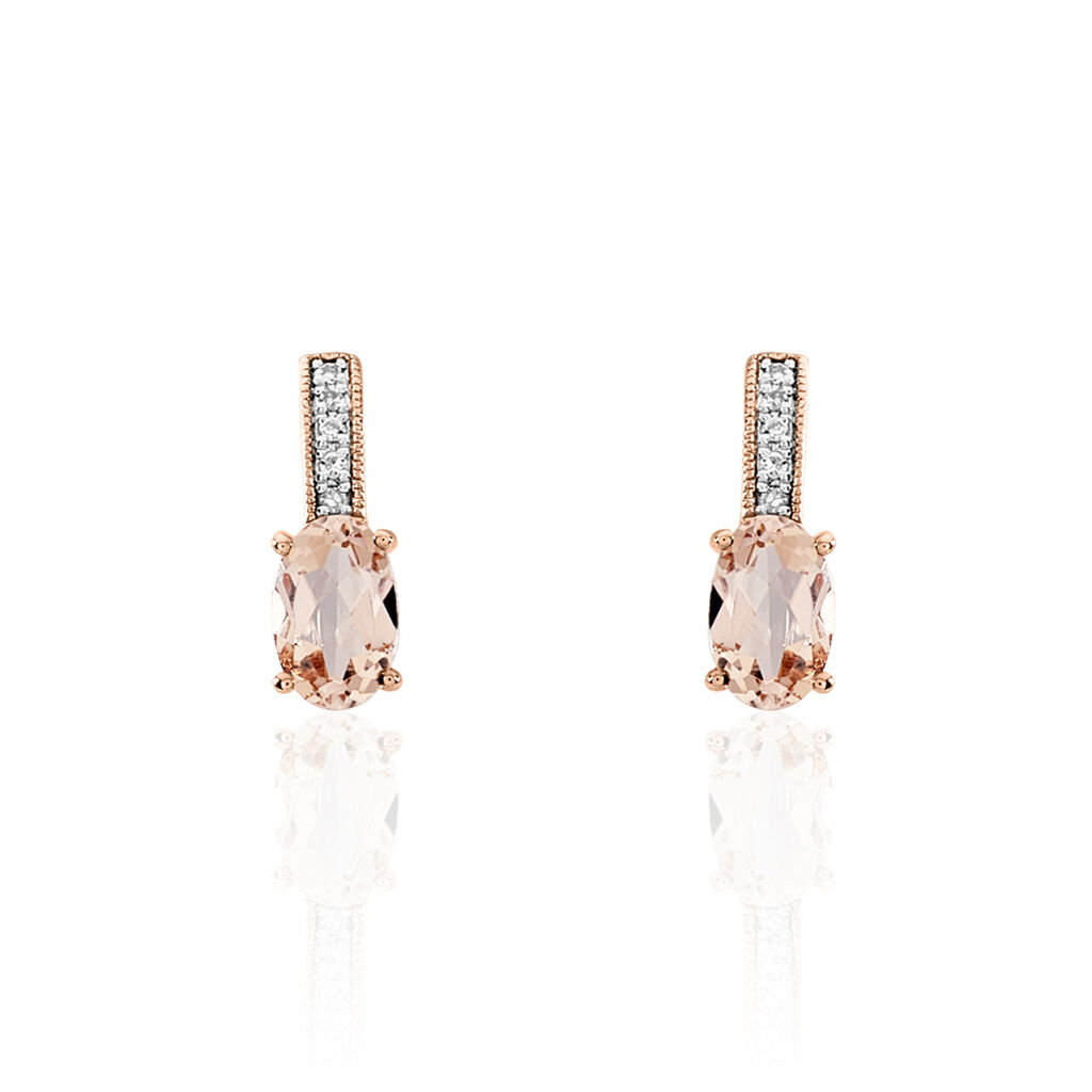 Boucles D'oreilles Pendantes Or Rose Morganite Et Diamant - Boucles d'oreilles Pendantes Femme | Marc Orian