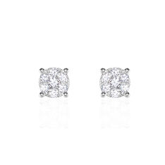 Boucles D'oreilles Puces Charlene Or Blanc Diamant Synthetique - Clous d'oreilles Femme | Marc Orian