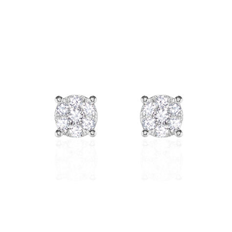 Boucles D'oreilles Puces Charlene Or Blanc Diamant Synthetique - Clous d'oreilles Femme | Marc Orian