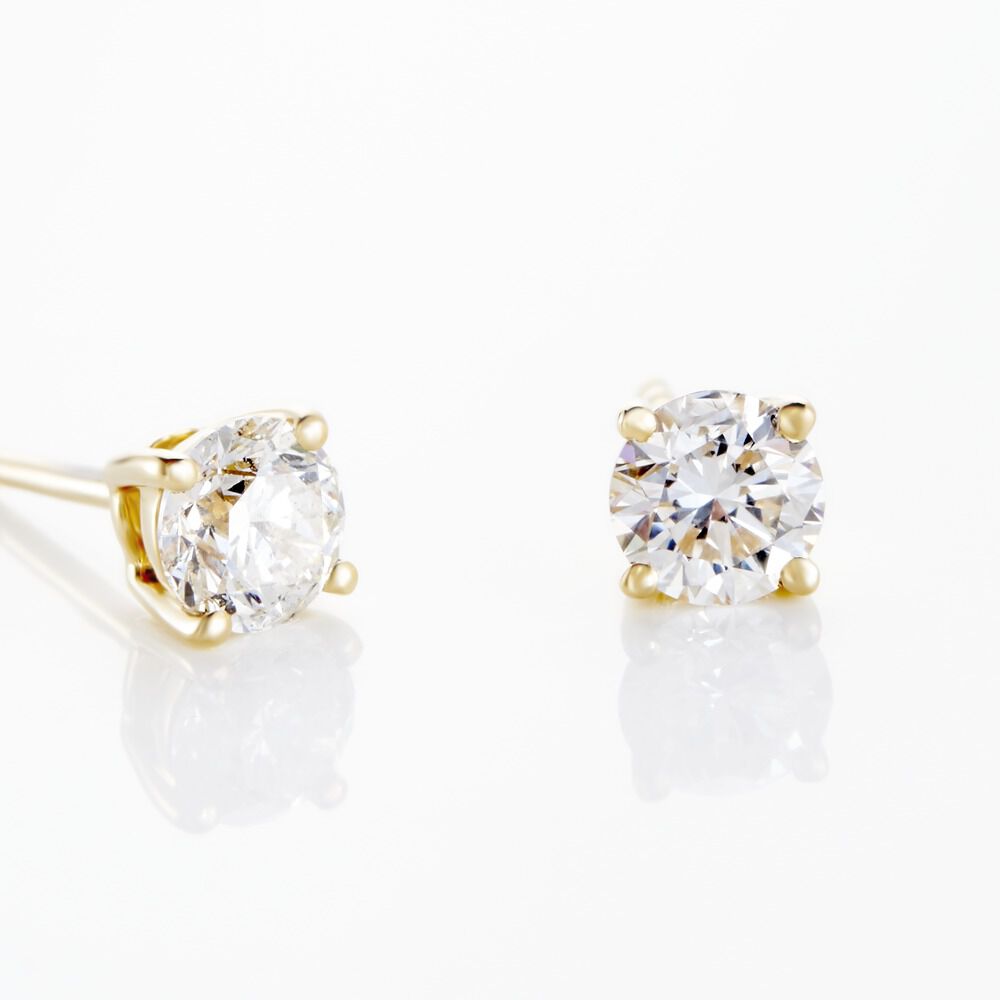 Boucles D'oreilles Puces Victoria Or Jaune Diamant - Puces Famille | Marc Orian