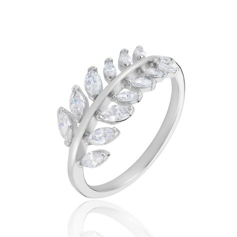 Bague Argent Blanc Cristobal Feuille Oxydes De Zirconium - Bagues avec pierre Femme | Marc Orian