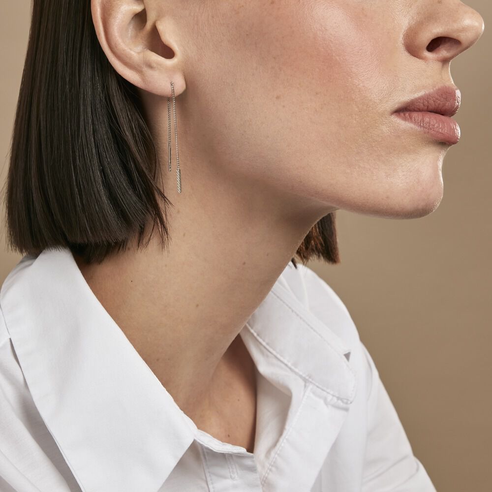 Boucles D'oreilles Pendantes Mila Argent Blanc - Pendantes Femme | Marc Orian