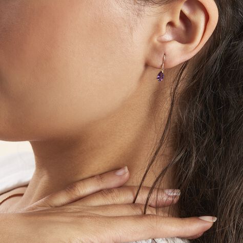 Boucles D'oreilles Pendantes Kalyne Or Jaune Amethyste - Boucles d'oreilles Pendantes Femme | Marc Orian