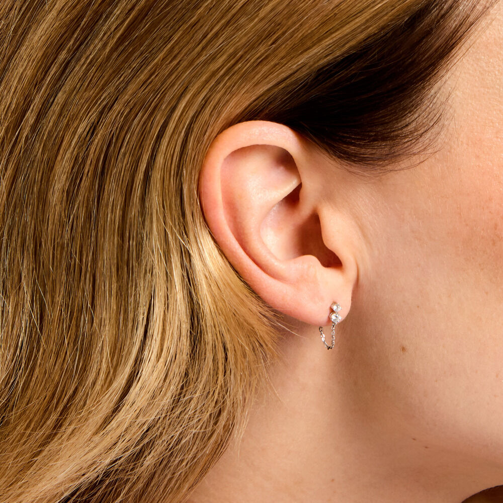 Boucles D'Oreilles Pendantes Ma&euml;l Argent Blanc Oxyde De Zirconium - Pendantes Femme | Marc Orian