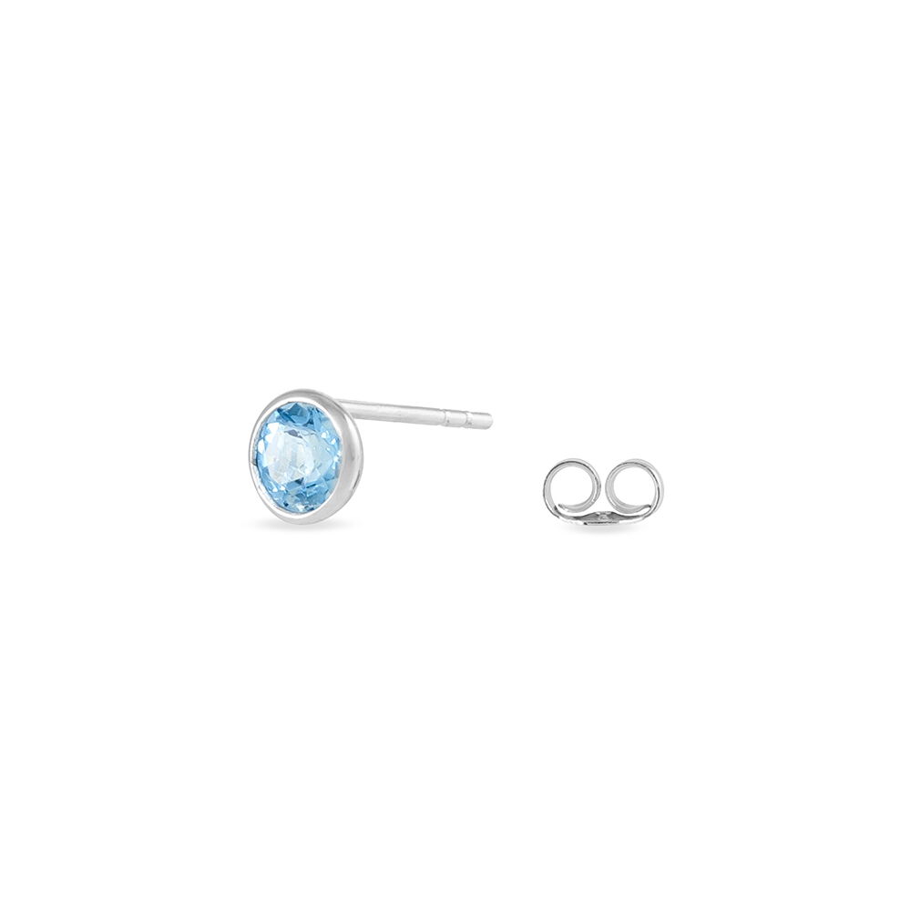 Boucles D'oreilles Puces Edy Serti Clos Or Blanc Topaze - Puces Femme | Marc Orian