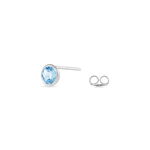 Boucles D'oreilles Puces Edy Serti Clos Or Blanc Topaze - Puces Femme | Marc Orian