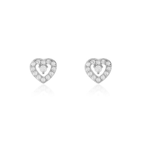 Boucles D'oreilles Puces Argent Blanc Gautiere Oxydes De Zirconium - Clous d'oreilles Femme | Marc Orian