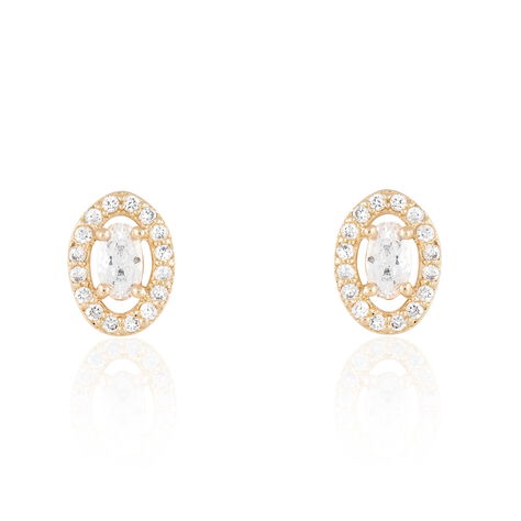 Boucles D'oreilles Puces Classical Plaqué Or Jaune Oxyde De Zirconium - Puces Femme | Marc Orian