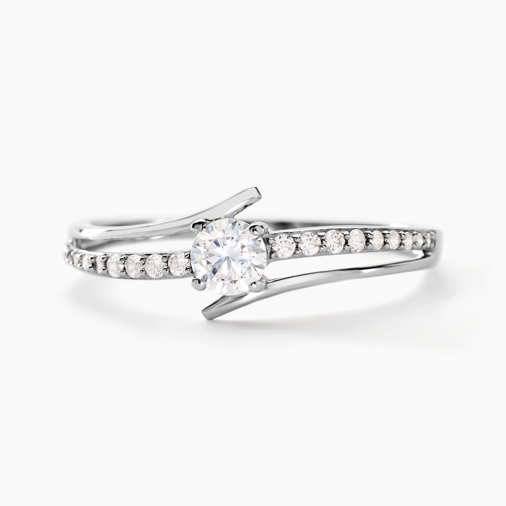 Bague April Or Blanc Oxyde De Zirconium - Bagues Solitaire Femme | Marc Orian