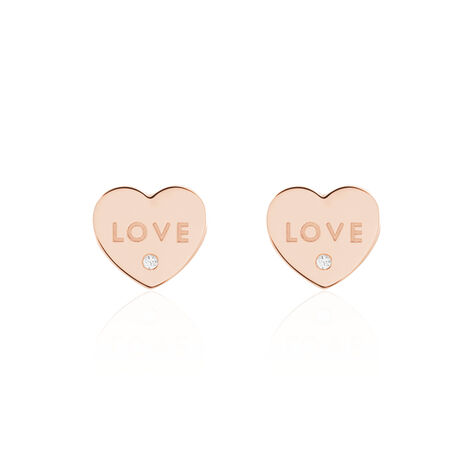 Boucles D'oreilles Puces Deven Argent Rose Oxyde De Zirconium - Puces Femme | Marc Orian
