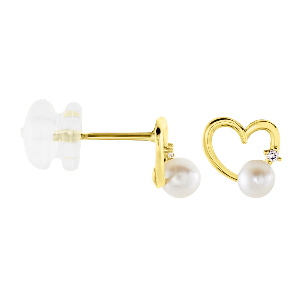 Boucles D'oreilles Puces Or Jaune Fergus Perle De Culture Oxyde - Puces Femme | Marc Orian