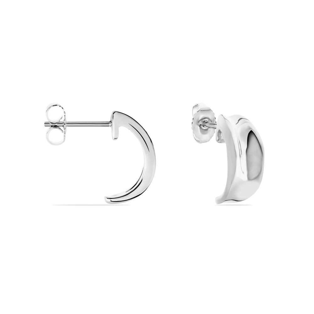 Demi Créoles Anne-christelleae Argent Blanc - Puces Femme | Marc Orian