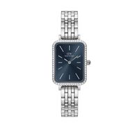 cadran argenté fond bleu bracelet acier argenté