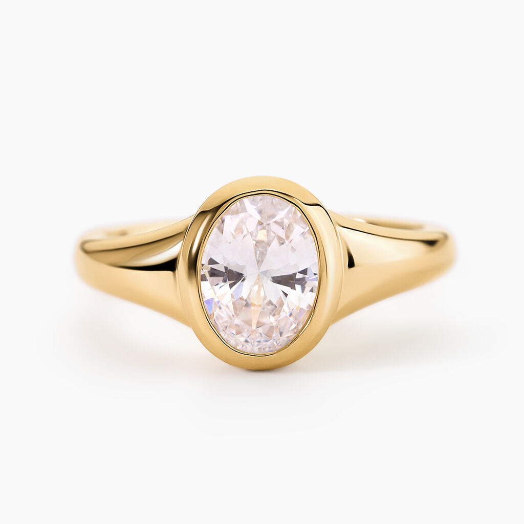 Bague Giovanna Argent Dor&eacute; A L'Or 750/1000 Oxyde De Zirconium - Solitaires Femme | Marc Orian
