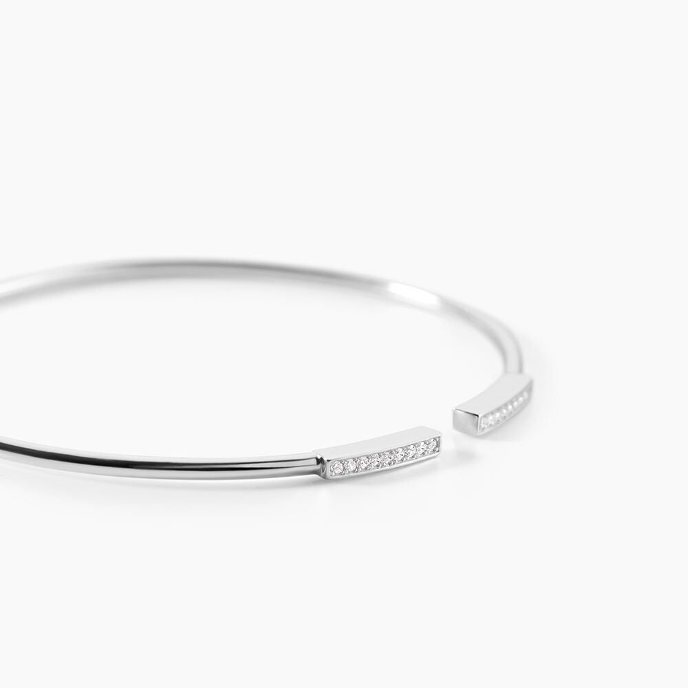 Bracelet Jonc Argent Blanc Djena Oxyde De Zirconium - Bracelets joncs Femme | Marc Orian